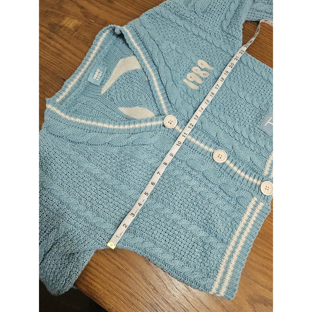 Taylor Swift Sweater Womens MD/LG Blue 1989 Taylor's Version Cable Bird Cardigan - Picture 4 of 8